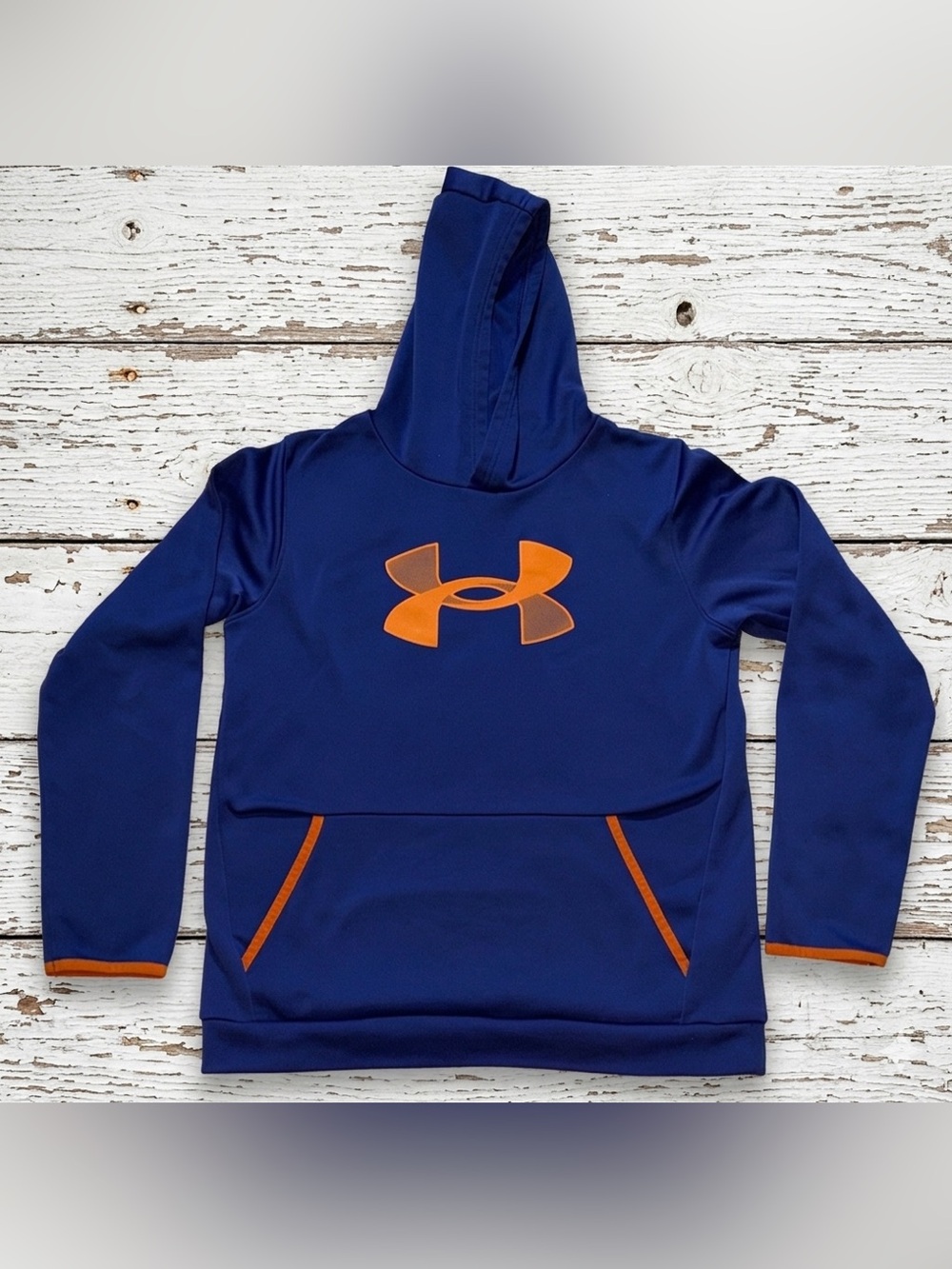 Under Armour Youth XL Hoodie Sweatshirt Boys Girls Blue Orange Logo Activewear
